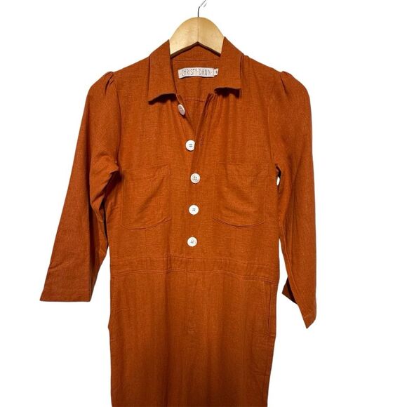 Christy Dawn Painter Linen Jumpsuit in Rust S NWOT - Picture 11 of 16